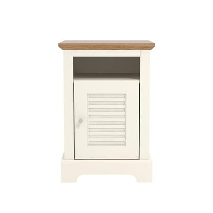 Galano Milan 1 Door Side Table with Shelf - Storage Cabinet for Hallway - Entryway - Foyer - Living Room - Bedroom - Space Saving (Ivory/Oak)