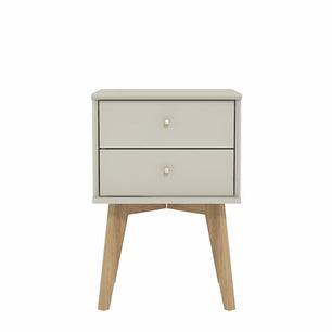 Galano Abby 2pcs Bedside Table - Stylish 2 Drawer Bedside - Side Table with Storage - Storage Cabinet for Hallway - Entryway or Bedroom (Light Grey/Oak)