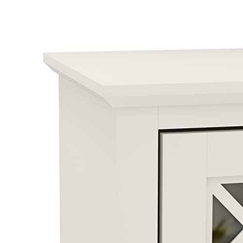 Galano Millicent 3 Door Sideboard with Acrylic Mirrors, Kitchen Buffet Cabinet, Farmhouse Coffee Bar Display Cabinet for Home Kitchen, Living Room, Dining Room and Hallway, Ivory Knotty Grey Oak