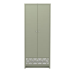 Galano Iris 2 Door 1 Drawer Wardrobe - Bedroom Furniture Unit with Hanging Rail Storage and Drawer, Wardrobe Storage Organizer - Sage Green