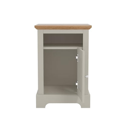 Galano Milan 1 Door Side Table with Shelf - Storage Cabinet for Hallway - Entryway - Foyer - Living Room - Bedroom - Space Saving (Ivory/Oak)