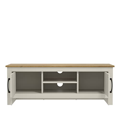 Galano Limestone TV Unit - TV Stand Cabinet for up to 50-inch TV for Living Room or Bedroom, 40 x 119 x 43.8 cm 2-Door TV Table Storage Unit - Light Grey