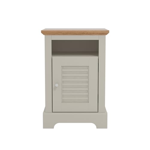 Galano Milan 1 Door Side Table with Shelf - Storage Cabinet for Hallway - Entryway - Foyer - Living Room - Bedroom - Space Saving (Ivory/Oak)