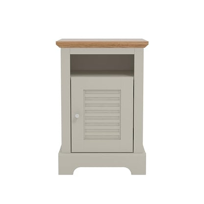 Galano Milan 1 Door Side Table with Shelf - Storage Cabinet for Hallway - Entryway - Foyer - Living Room - Bedroom - Space Saving (Ivory/Oak)