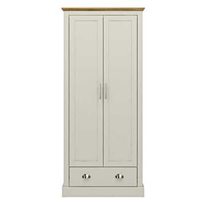 Galano Sufy 2 Door 1 Drawer Wardrobe - Minimalist Wardrobe - Bedroom Furniture Unit with Hanging Rail Storage and Drawer - Wardrobe Storage - W79.7 x D56 x H182cm - Light Grey