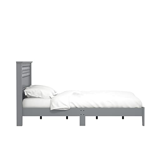 Galano Amanda Double Bed - Stylish Wooden Bedframe with Mirrored Headboard - Sturdy Bedframe for Adult - Wood Slat Support - Easy Assembly – Bedroom Furniture