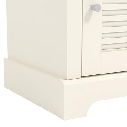 Galano Milan 1 Door Side Table with Shelf - Storage Cabinet for Hallway - Entryway - Foyer - Living Room - Bedroom - Space Saving (Ivory/Oak)