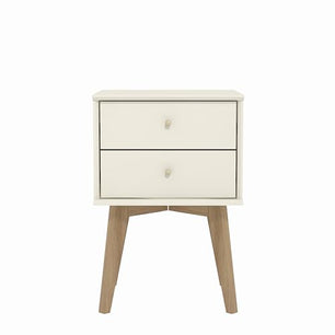 Galano Abby 2pcs Bedside Table - Stylish 2 Drawer Bedside - Side Table with Storage - Storage Cabinet for Hallway - Entryway or Bedroom (Ivory/Oak)