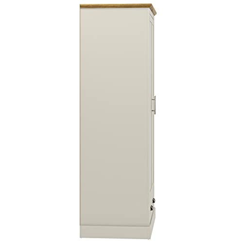 Galano Sufy 2 Door 1 Drawer Wardrobe - Minimalist Wardrobe - Bedroom Furniture Unit with Hanging Rail Storage and Drawer - Wardrobe Storage - W79.7 x D56 x H182cm - Light Grey