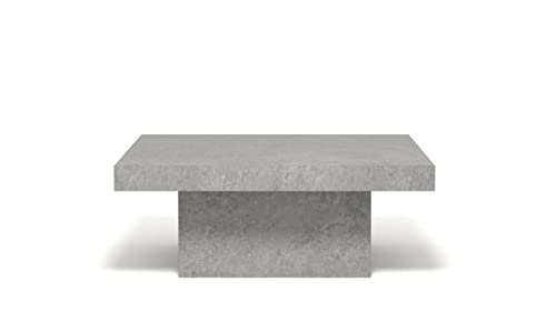 Galano Carmelo Coffee Table - Granite Design Table for Living Room - Natural Distressed Finish Texture - Square Wood Modern - Easy Assembly - Grey Stone