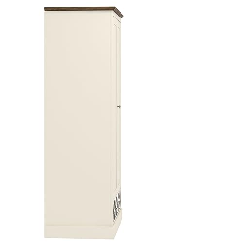 Galano Sufly 2 Door 1 Drawer Wardrobe - Bedroom Furniture Unit with Hanging Rail Storage and Drawer, Wardrobe Storage Organiser (Ivory/Oak)