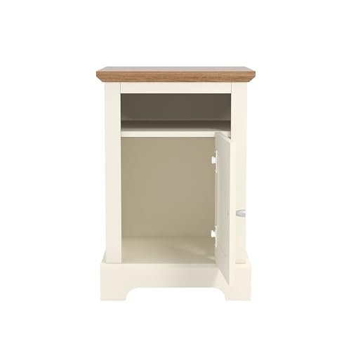 Galano Milan 1 Door Side Table with Shelf - Storage Cabinet for Hallway - Entryway - Foyer - Living Room - Bedroom - Space Saving (Ivory/Oak)