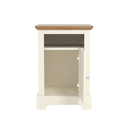 Galano Milan 1 Door Side Table with Shelf - Storage Cabinet for Hallway - Entryway - Foyer - Living Room - Bedroom - Space Saving (Ivory/Oak)