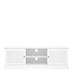 Galano Catalina Wide TV-Möbel, Rattan-Entertainment-Center für Fernseher bis zu 65 Zoll, 150 cm TV-Möbel mit 2 Türen, TV-Ständerschrank fürs Wohnzimmer, viel Stauraum