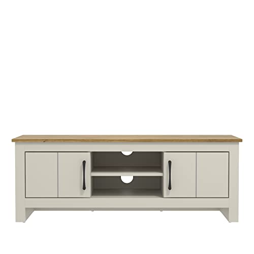 Galano Limestone TV-Einheit – TV-Ständer, Schrank für bis zu 50 Zoll große Fernseher für Wohnzimmer oder Schlafzimmer, 40 x 119 x 43,8 cm, 2-türiger TV-Tisch, Aufbewahrungseinheit – Hellgrau