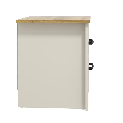 Galano Limestone Bedside Table - 2 Drawer Bedside Cabinet For Side Bedroom Organizer - Small Bedside table For Your Bed - ‎39.5 x 45 x 48.5 cm - White