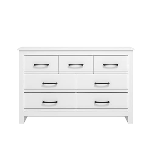 Galano Limestone 3+4 Drawer Chest - Chest of Drawer for Bedroom - Closet Organizers and Storage Cabinet for Hallway, Entryway (White)