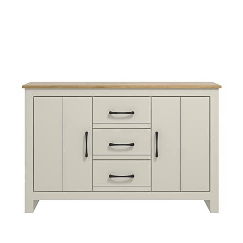 Galano Limestone Sideboard mit 2 Türen und 3 Schubladen, Aufbewahrungsschrank und Organizer, freistehender Schrank für Wohnzimmer und Eingangsbereich