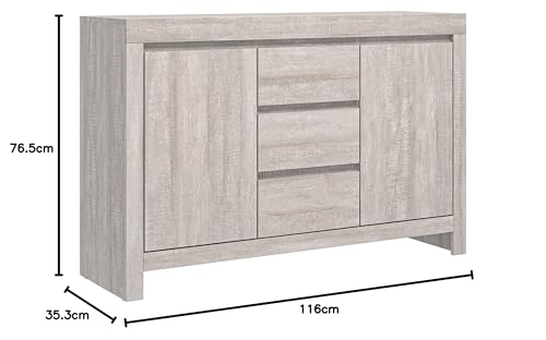 Galano Cubbot Sideboard mit 2 Türen und 3 Schubladen – Aufbewahrungsschrank mit 2 Türen und Schubladen – freistehender Schrank für Wohnzimmer und Flur