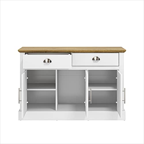 Galano Sufy 3 Door 2 Drawer Sideboard - Storage Cabinet with 3 Doors and 2 Drawers - Living Room & Hallway Storage Unit - 39.5 x 112.8 x 74.1 cm - White