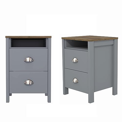 Galano Gina 2pcs Bedside Table - Stylish Side Table with Storage - Nightstands Bedroom Furniture - Organizers & Storage Cabinet for Hallway, Entryway or Livingroom