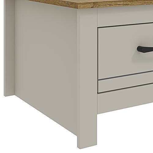 Galano Limestone Coffee Table - 2 Drawer Storage Unit - Engineered Wood Storage Cabinet, Rectangular Living Room Table with Storage