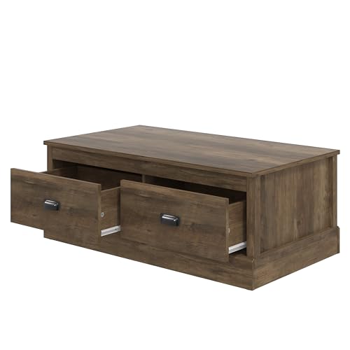 Galano Bristol Coffee Table - 2 Drawer Storage Unit - Engineered Wood Storage Cabinet, Rectangular Living Room Table with Storage