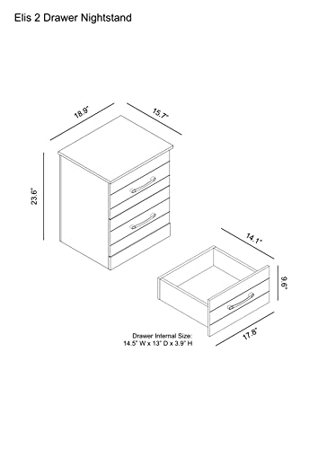 Galano Elis Nachttisch, Nachttisch mit Schubladen im rustikalen Design, Nachttisch für Schlafzimmer, Beistelltisch mit 2 Schubladen, für Wohnzimmer, 15,75" T x 18,9" B x 23,62" H, Bernstein-Walnuss