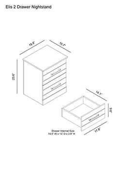 Galano Elis Nightstand, Bedside Table with Rustic Design Drawers, Night Stand for Bedroom, 2 Drawer Storage End Table, for Living Room, 15.75