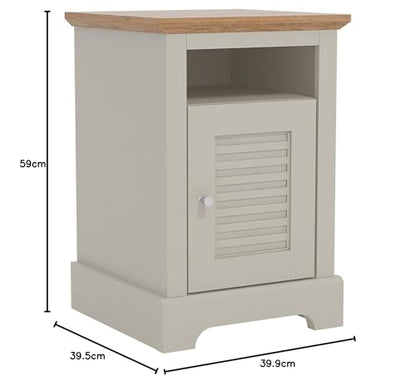 Galano Milan 1 Door Side Table with Shelf - Storage Cabinet for Hallway - Entryway - Foyer - Living Room - Bedroom - Space Saving (Ivory/Oak)