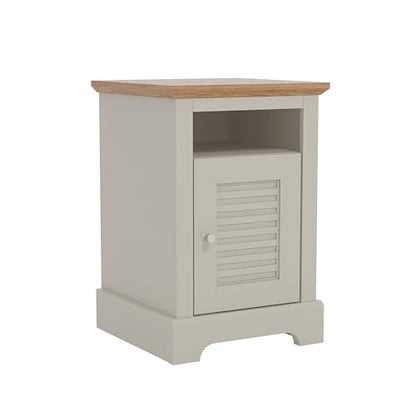 Galano Milan 1 Door Side Table with Shelf - Storage Cabinet for Hallway - Entryway - Foyer - Living Room - Bedroom - Space Saving (Ivory/Oak)