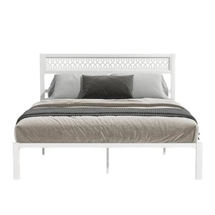 Galano Candence Queen Metal Platform Bed Frame, Steel Slat Support, No Box Spring Needed, Easy Assembly, White