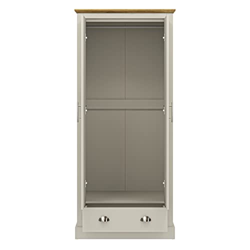 Galano Sufy 2 Door 1 Drawer Wardrobe - Minimalist Wardrobe - Bedroom Furniture Unit with Hanging Rail Storage and Drawer - Wardrobe Storage - W79.7 x D56 x H182cm - Light Grey