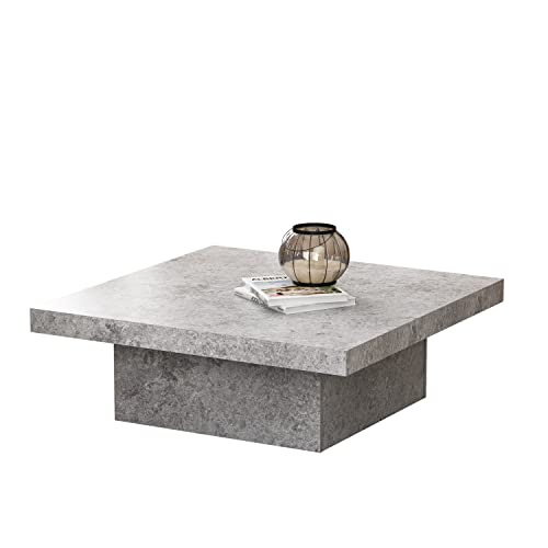 Galano Carmelo Coffee Table - Granite Design Table for Living Room - Natural Distressed Finish Texture - Square Wood Modern - Easy Assembly - Grey Stone