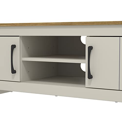 Galano Limestone TV Unit - TV Stand Cabinet for up to 50-inch TV for Living Room or Bedroom, 40 x 119 x 43.8 cm 2-Door TV Table Storage Unit - Light Grey