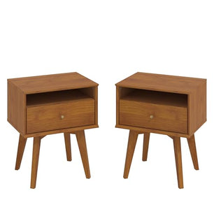 Galano Abby Serence Nightstand Set of 2, Bedside Table with Rustic Design Drawers, Night Stand for Bedroom, 2 Drawer Storage End Table, for Living Room, 18.11