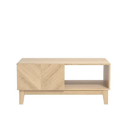 Galano Hanwell Coffee Table - Stylish Storage Cabinet with Fishborne Effect - Engineered Wood Storage Cabinet, Rectangular Living Room Table with Storage (Oslo Oak)