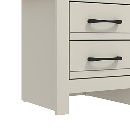 Galano Limestone Bedside Table - 2 Drawer Bedside Cabinet For Side Bedroom Organizer - Small Bedside table For Your Bed - ‎39.5 x 45 x 48.5 cm - White