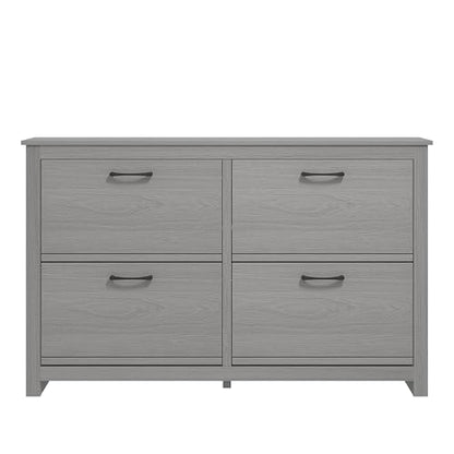 Galano Limestone 3 Door Shoe Cabinet - Slim Storage Cabinet - Organizers and Storage Cabinet for Hallway - Entryway or Living Room (Light Grey)