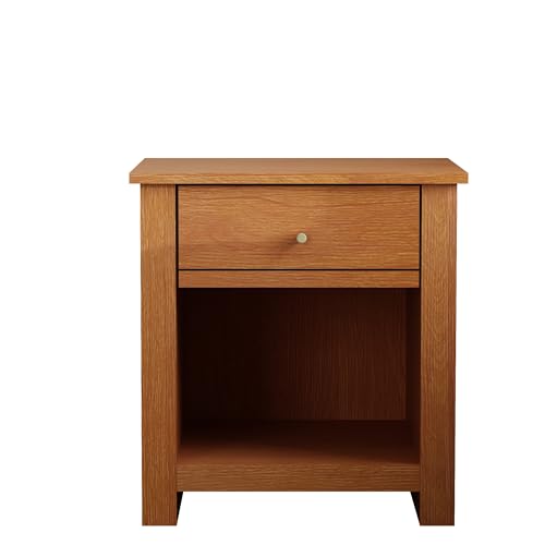 Galano Genoa Classic Nightstand, Small Drawer Dresser for Bedroom, Wood Side Table with Open Shelf, Bedside Furniture, Night Stand, End Table with Storage for Bedroom, Living Room, White