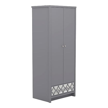 Galano Iris 2 Door 1 Drawer Wardrobe - Bedroom Furniture Unit with Hanging Rail Storage and Drawer, Wardrobe Storage Organizer - Grey