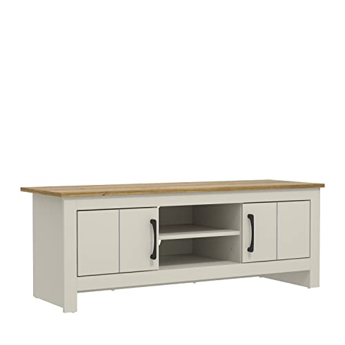 Galano Limestone TV-Einheit – TV-Ständer, Schrank für bis zu 50 Zoll große Fernseher für Wohnzimmer oder Schlafzimmer, 40 x 119 x 43,8 cm, 2-türiger TV-Tisch, Aufbewahrungseinheit – Hellgrau