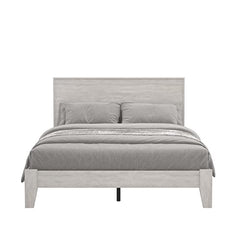 Galano Milton Double Bed - Stylish Wooden Bedframe with Headboard - Sturdy Bedframe for Adult - Wood Slat Support - Easy Assembly – Bedroom Furniture - Dusty Grey Oak