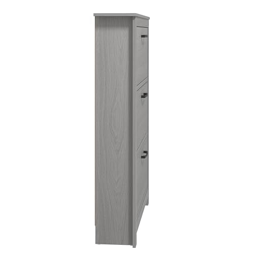 Galano Limestone 3 Door Shoe Cabinet - Slim Storage Cabinet - Organizers and Storage Cabinet for Hallway - Entryway or Living Room (Light Grey)