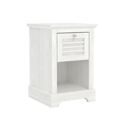 Galano Milan 1 Drawer Bedside Table - Stylish Side Table with Storage - Storage Cabinet for Hallway - Entryway or Bedroom (Pearl White Oak)