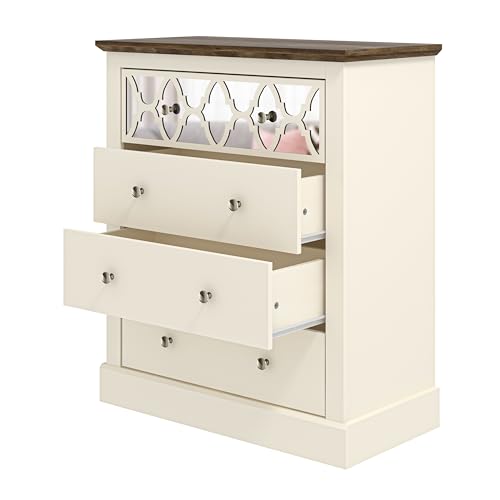 Galano Sufly 4 Drawer Chest - Chest of Drawers with Storage as Bedroom Furniture - Closet Organizers and Storage Cabinet for Hallway, Entryway - Ivory/Oak