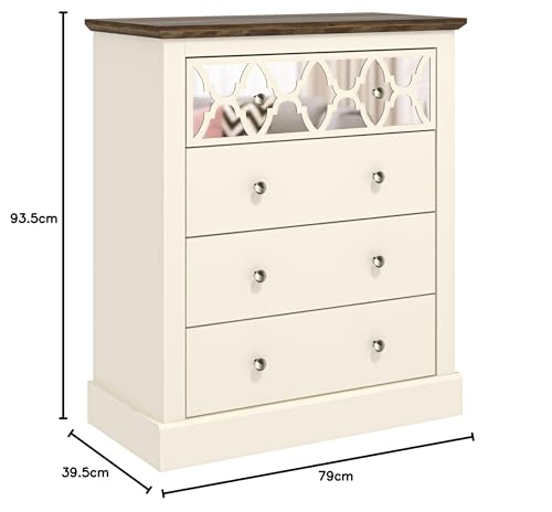 Galano Sufly 4 Drawer Chest - Chest of Drawers with Storage as Bedroom Furniture - Closet Organizers and Storage Cabinet for Hallway, Entryway - Ivory/Oak