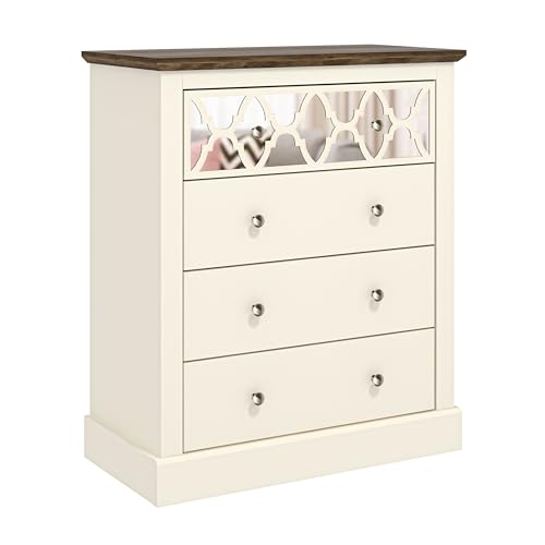 Galano Sufly 4 Drawer Chest - Chest of Drawers with Storage as Bedroom Furniture - Closet Organizers and Storage Cabinet for Hallway, Entryway - Ivory/Oak