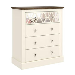 Galano Sufly 4 Drawer Chest - Chest of Drawers with Storage as Bedroom Furniture - Closet Organizers and Storage Cabinet for Hallway, Entryway - Ivory/Oak