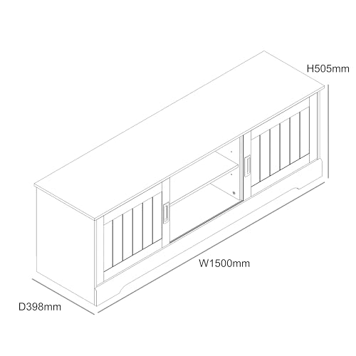 Galano Edison Wide TV Unit, Entertainment Centre for up to 65" TV, 150cm TV Unit with 2 Sliding Doors, TV Stand Cabinet for Living Room, Large Storage